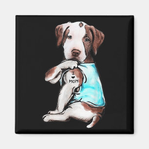 Pitbull Dog Tattoo I Love Mom Mothers Day Lover Magnet
