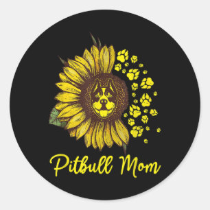 Pitbull Dog Tattoo I Love Mom Tattooed Lover Mothe Classic Round Sticker