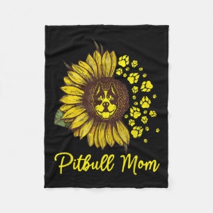 Pitbull Dog Tattoo I Love Mom Tattooed Lover Mothe Fleece Blanket