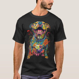 Pitbull Dog Tattooed Colourful Tattooed Dog Mom  T-Shirt