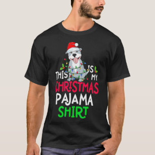 Pitbull Dog Tree Lights This Is My Christmas Pajam T-Shirt