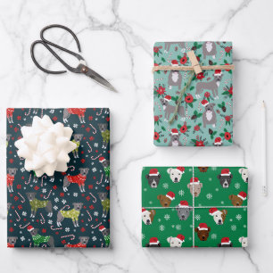 Pitbull Dogs Christmas Holiday Wrapping Paper Sheet