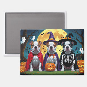 Pitbull Dogs Pumpkin Halloween Funny Magnet