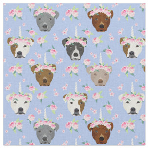 Pitbull dogs unicorn flower crown fabric