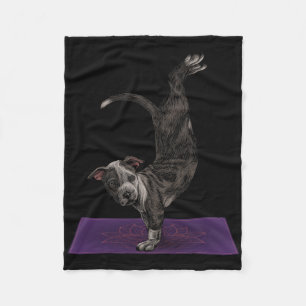 Pitbull Doing Yoga Meditation Zen Namaste Dog Yoga Fleece Blanket