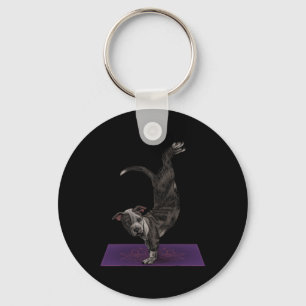 Pitbull Doing Yoga Meditation Zen Namaste Dog Yoga Keychain