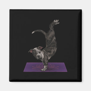 Pitbull Doing Yoga Meditation Zen Namaste Dog Yoga Magnet