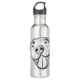 pitbull drawing simple dog lovers black white 710 ml water bottle