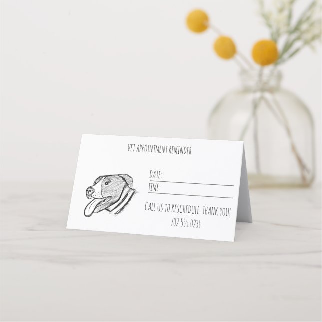 pitbull drawing simple dog lovers black white appo appointment card (Front)