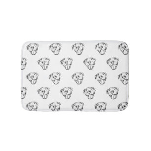 pitbull drawing simple dog lovers black white bath mat