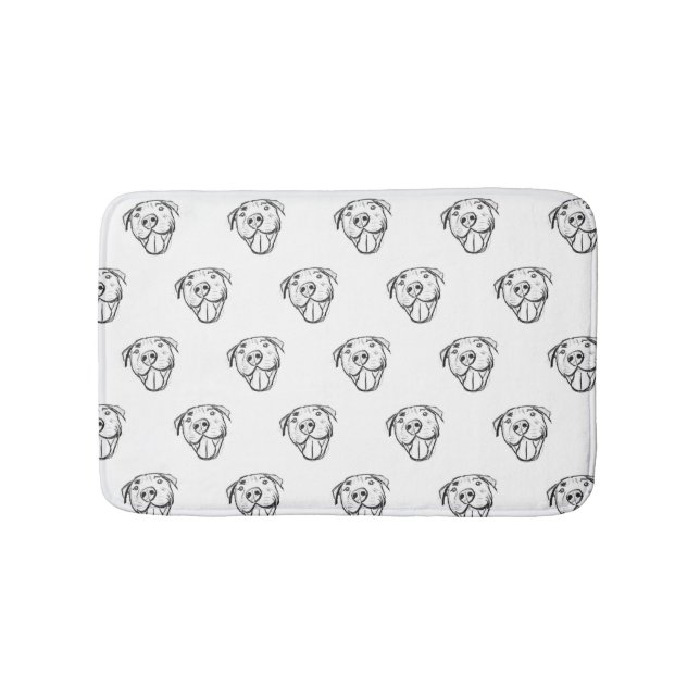 pitbull drawing simple dog lovers black white bath mat (Front)