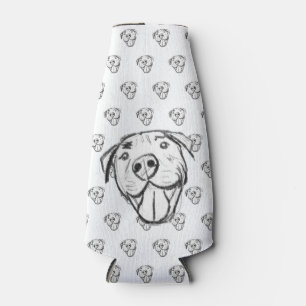 pitbull drawing simple dog lovers black white bottle cooler
