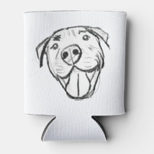 pitbull drawing simple dog lovers black white can cooler