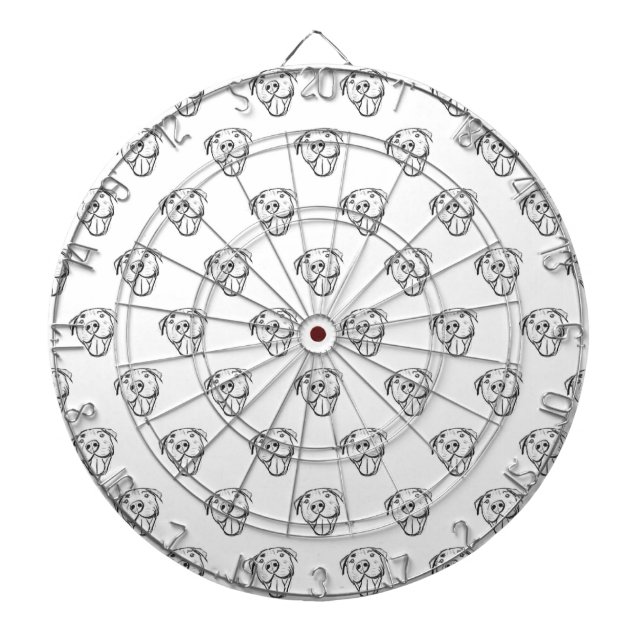 pitbull drawing simple dog lovers black white dartboard (Front)