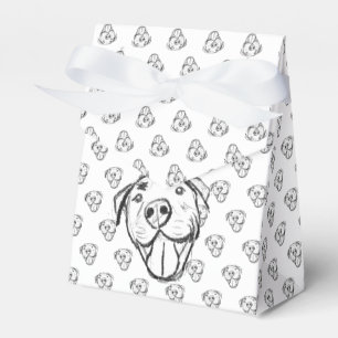 pitbull drawing simple dog lovers black white favor box