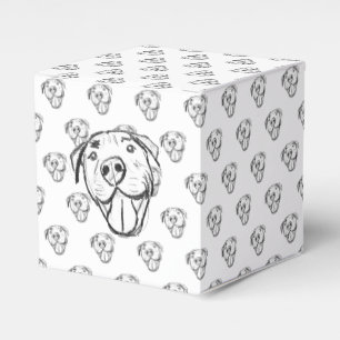 pitbull drawing simple dog lovers black white favor box
