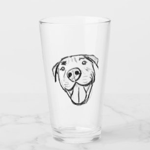 pitbull drawing simple dog lovers black white glass