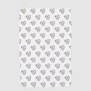pitbull drawing simple dog lovers black white golf towel