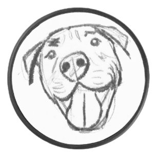 pitbull drawing simple dog lovers black white hockey puck