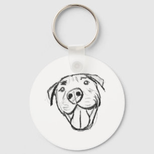 pitbull drawing simple dog lovers black white keychain