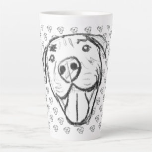 pitbull drawing simple dog lovers black white latte mug