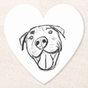 pitbull drawing simple dog lovers black white paper coaster