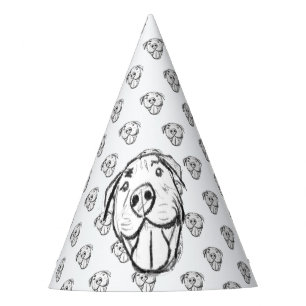 pitbull drawing simple dog lovers black white party hat