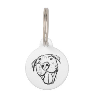 pitbull drawing simple dog lovers black white pet tag