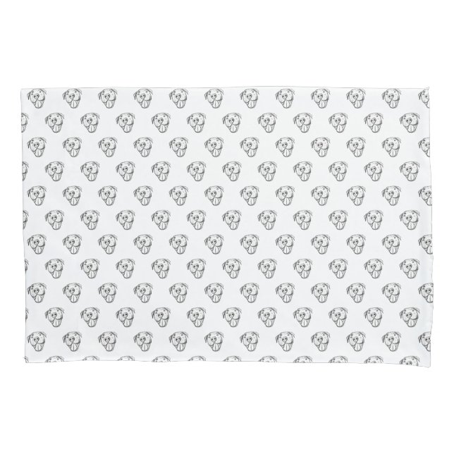 pitbull drawing simple dog lovers black white pillowcase (Front-Left)