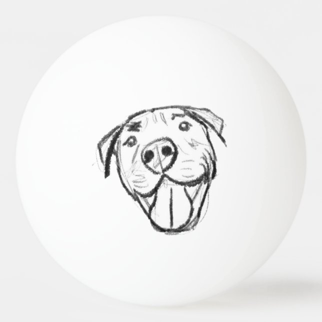 pitbull drawing simple dog lovers black white ping pong ball (Front)