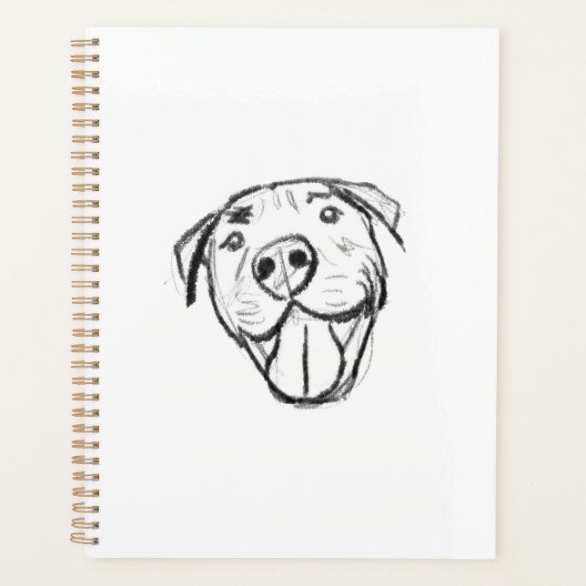 pitbull drawing simple dog lovers black white planner (Front)