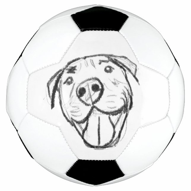 pitbull drawing simple dog lovers black white soccer ball (Front)
