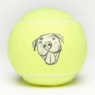 pitbull drawing simple dog lovers black white tennis balls