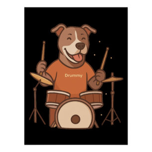 Pitbull Drummer Personalized Rock Drum Kit Gift – Poster