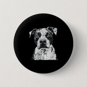 Pitbull Face Cute Dog Lover Men Women Black White  2 Inch Round Button