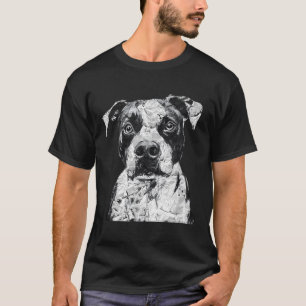 Pitbull Face Cute Dog Lover Men Women Black White T-Shirt