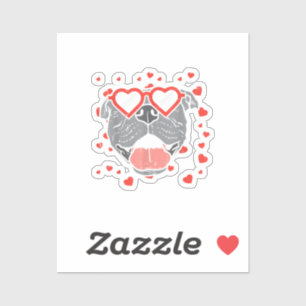 Pitbull Face Heart Glasses Valentines Day Pet Dog