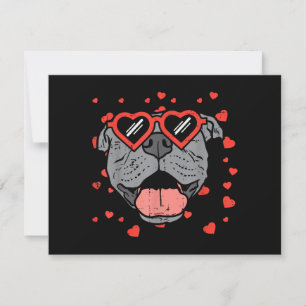 Pitbull Face Heart Glasses Valentines Day Pet Dog  Thank You Card