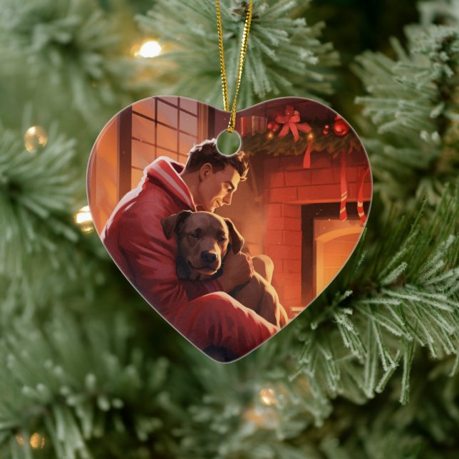 Pitbull Firefighter Christmas, Gift for Dog Lovers Ceramic Ornament (Tree)