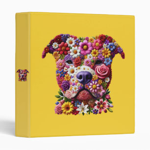 Pitbull Flower Face Dog Lover Binder
