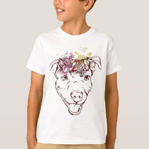 Pitbull Flowers Vintage Floral Dog Lover Funny Cut T-Shirt
