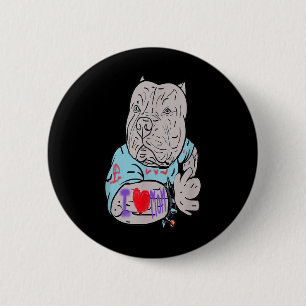 Pitbull Funny Dog I Love Mom Tattoo Gift  2 Inch Round Button