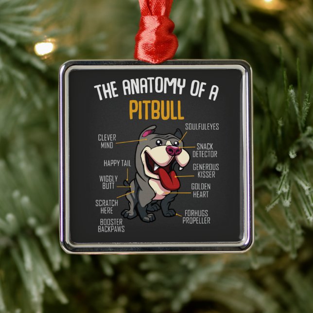 Pitbull Funny  Metal Ornament (Tree)