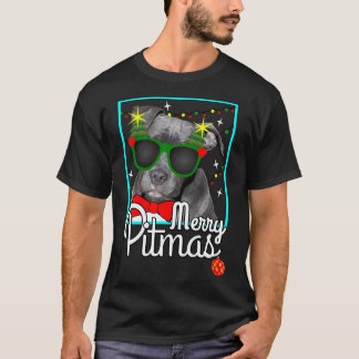 Pitbull Funny Pit Bull Dog Christmas Merry Pitmas T-Shirt