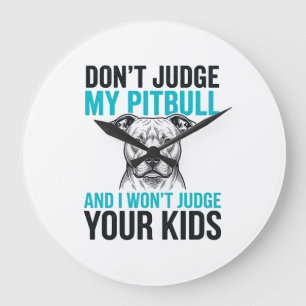 Pitbull Funny Quote Vintage Engraving Dog Design_1 Large Clock