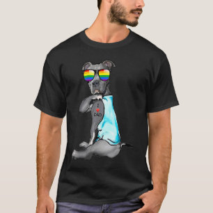 Pitbull Gay LGBT Pride I Love Dad Tattoo Dog Pitbu T-Shirt
