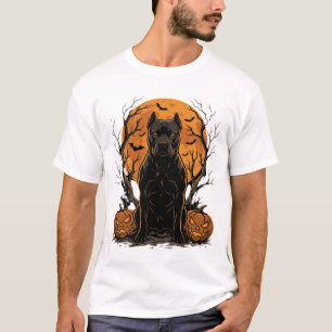 Pitbull Halloween Full Moon Pumpkin T-Shirt