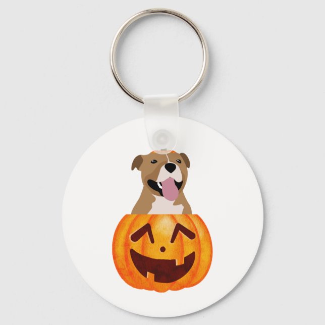 Pitbull Halloween   Keychain (Front)