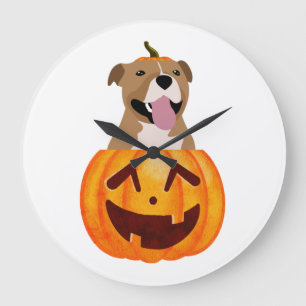 Pitbull Halloween Large Clock