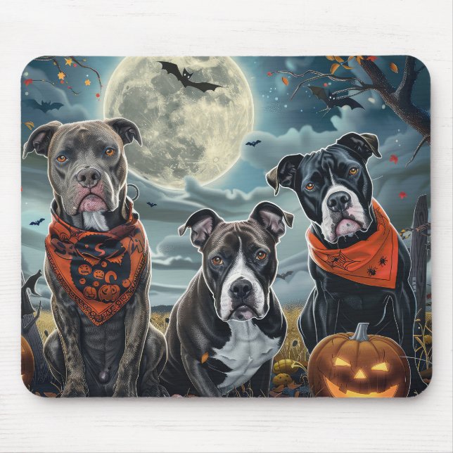 Pitbull Halloween Spooky Mouse Pad (Front)